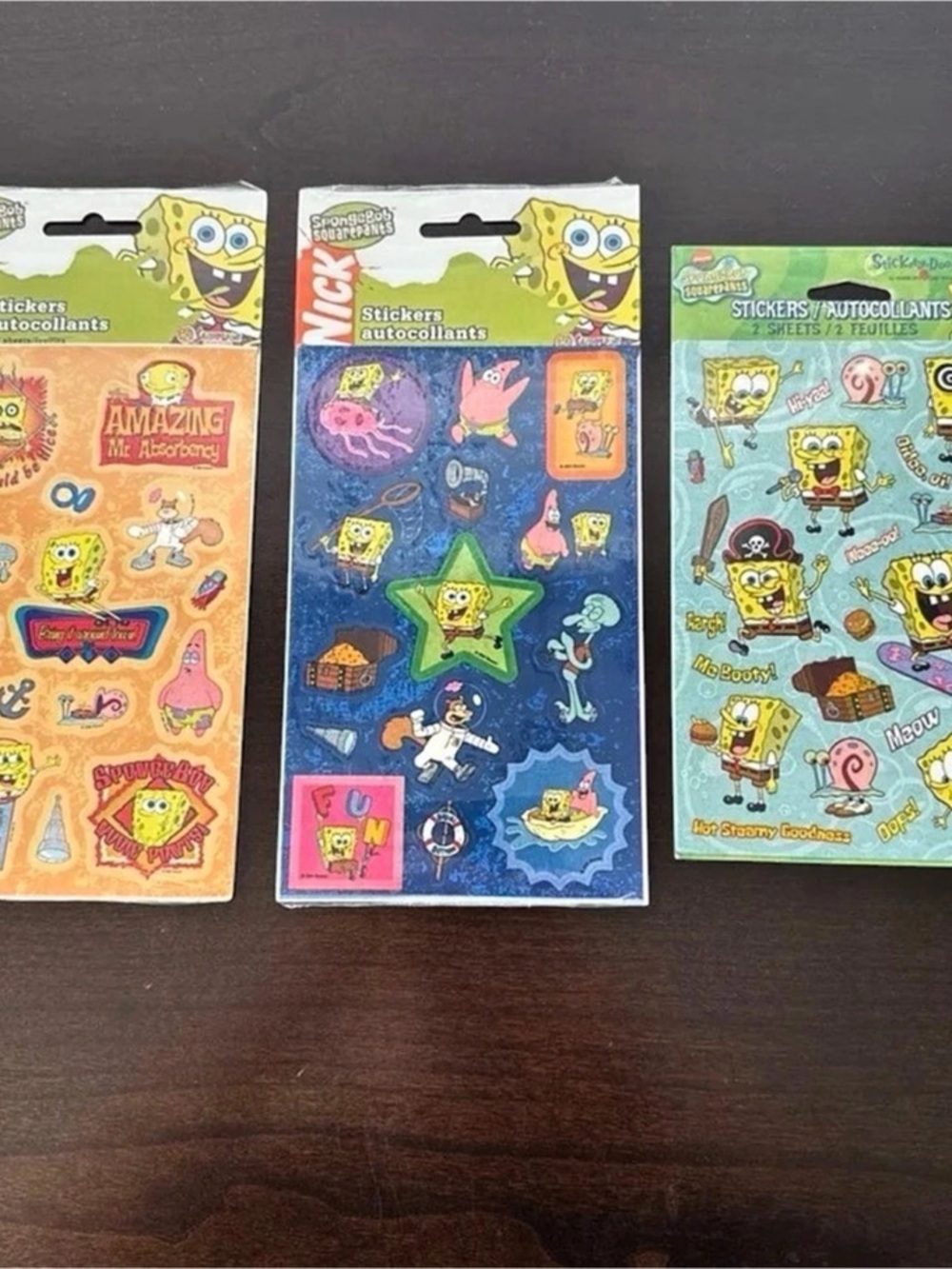 SpongeBob SquarePants Stickers Sticker Packs Set of 3 NWT